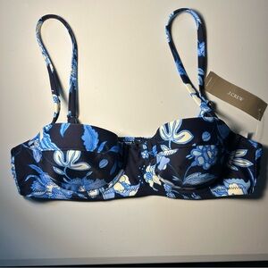J. Crew Blue Floral Bikini Top